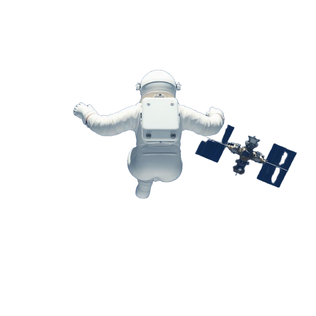 Floating astronaut with a satellite